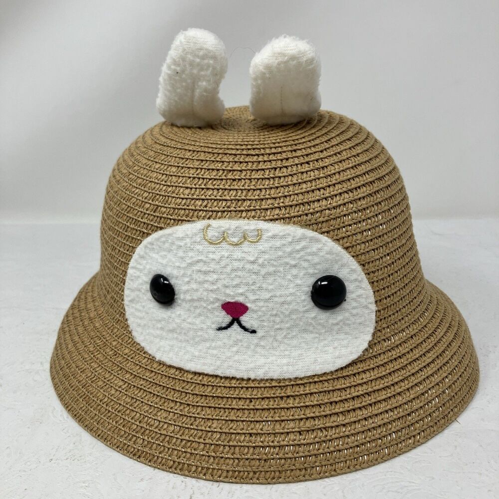 A. Kurtz Embellished Bunny Sun Hat YOUTH BOYS GIRLS Ears Face Faux Straw